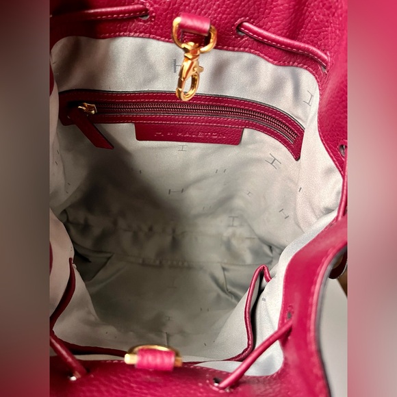 H by Halston Deep Red or Maroon Leather Backpack Gold Hardware main image 11